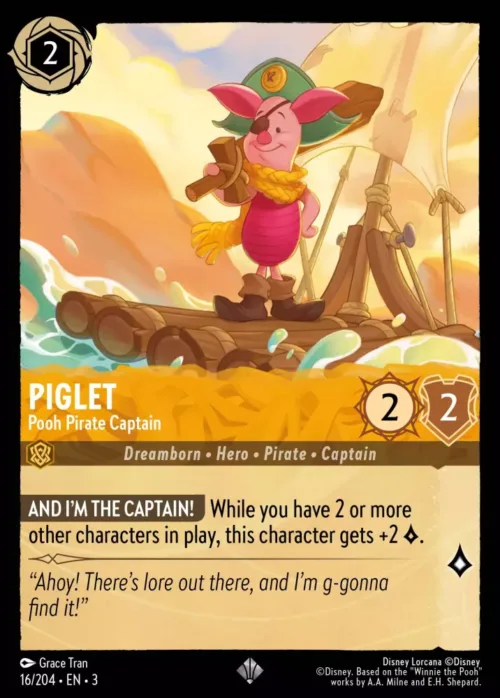 (016/204) Piglet - Pooh Pirate Captain - Holo - Into the Inklands